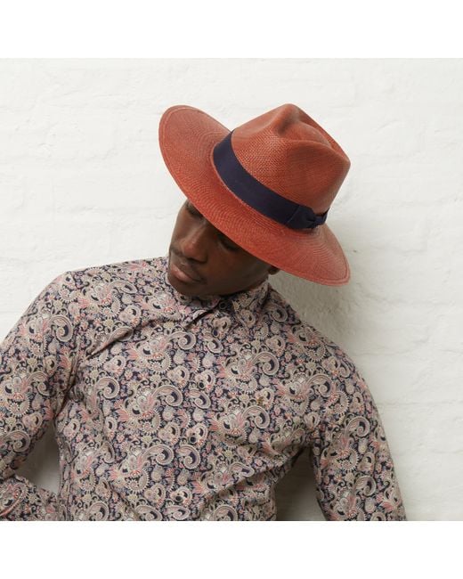 Dasmarca Hats Red Dasmarca Newton Wide Brim Summer Genuine Panama Straw Hat For - Cinnamon