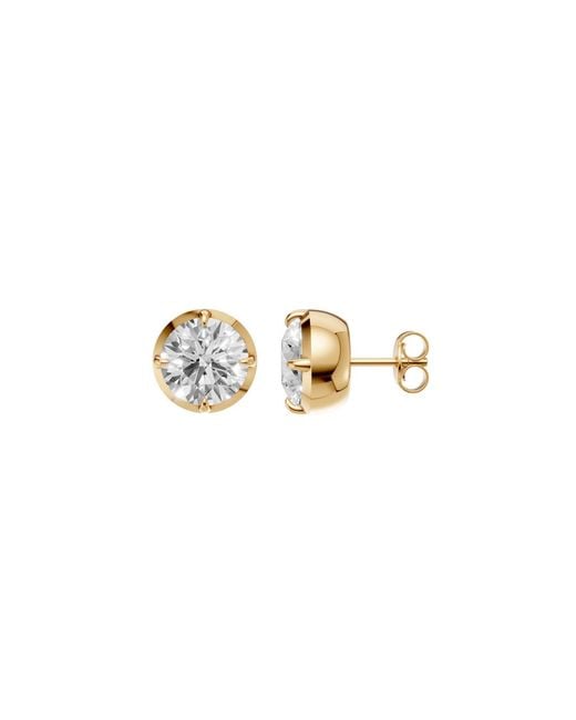 Aya Fine Jewelry Metallic 4 Carat Round Lab Grown Diamond Stud Earrings