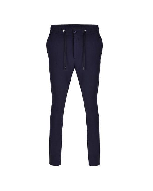 DAVID WEJ Blue Ashford Plain Drawstring Trouser – for men