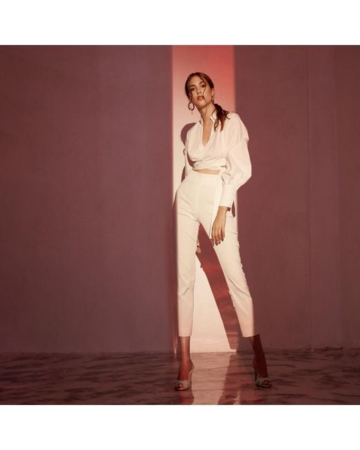 Lita Couture White Wrap Around Crisp Cotton Blouse