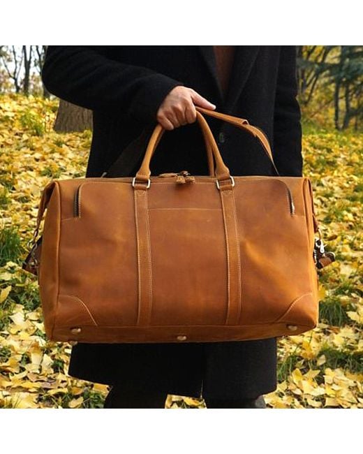 Touri Brown Genuine Leather Duffel With Zip Pocket for men