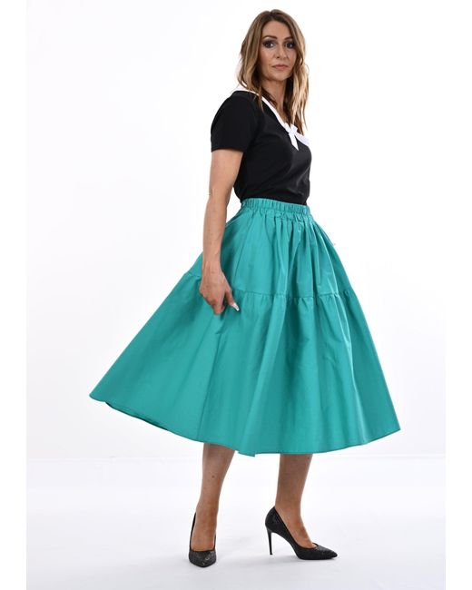 Frock Tales Blue Tahiti Midi Skirt With Pockets