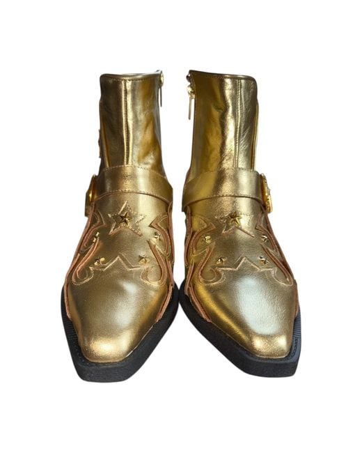 Any Old Iron Brown Golden Fancy Nancy Leather Ankle Boots