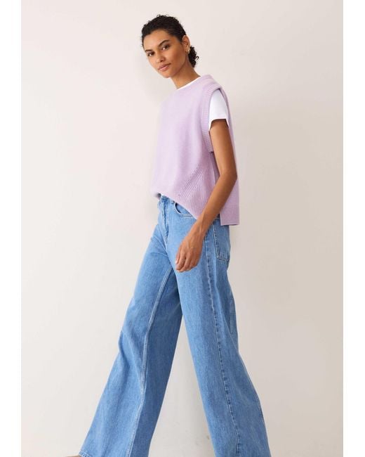 Loop Cashmere Purple Ribbed Detail Lofty Cashmere Tank