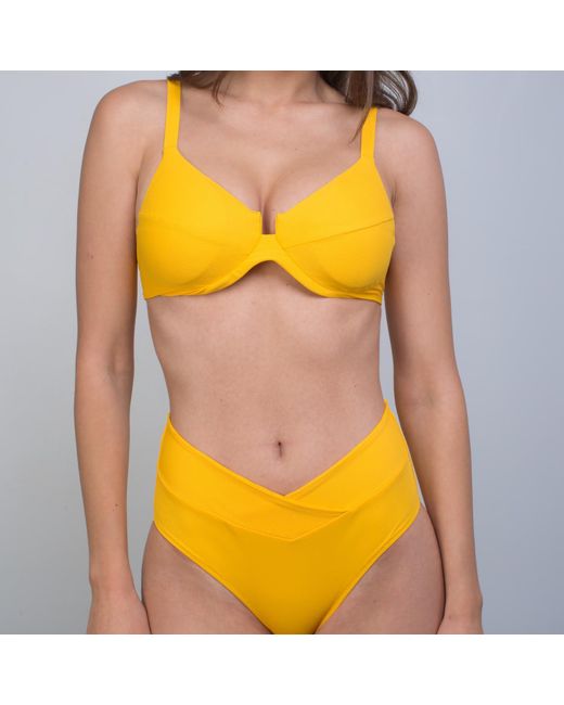 Aulala Paris Yellow Miss Bright Crossing High Waist Bikini Set