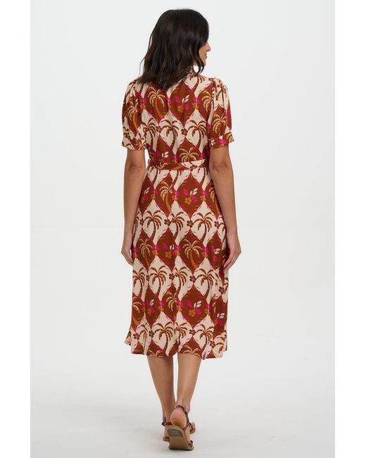 Sugarhill Red Penelope Midi Shirt Dress Browns, Palm Waves Tile