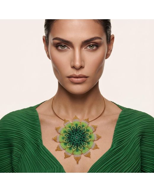 Iliana Arrazola Green Flower Choker