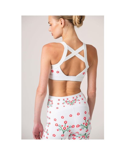 Jessie Zhao New York White Day Night Garden Reversible Racerback Sports Bra