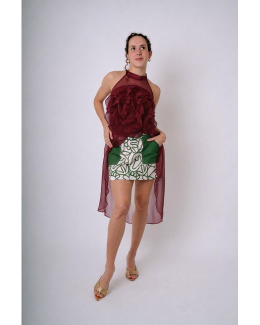 San Malo Red Carolina Chiffon Top