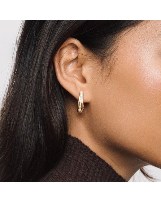 Lulu B London Metallic Large Classic Hoop Earrings With Cubic Zirconia