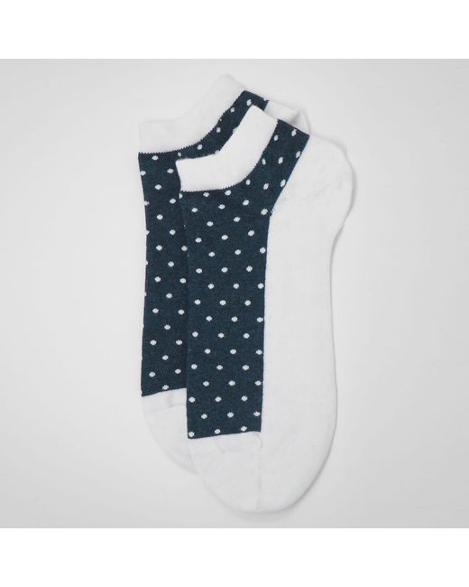 Peper Harow - Made in England Blue Organic & Polka Trainer Socks Bundle for men