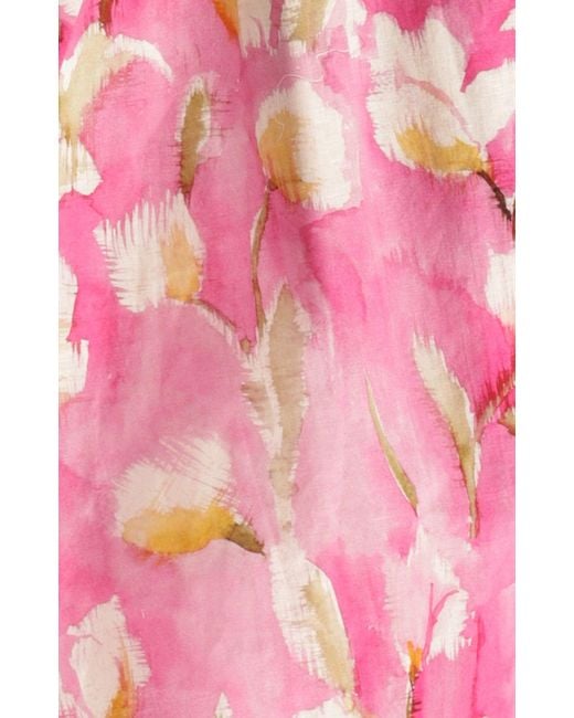 SACHA DRAKE Pink Tulip Rose Midi Dress