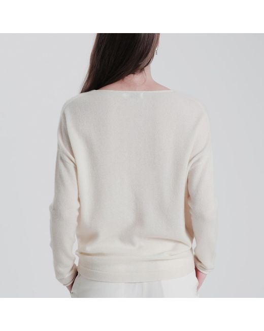 tirillm White Ally Cashmere Boatneck Pullover