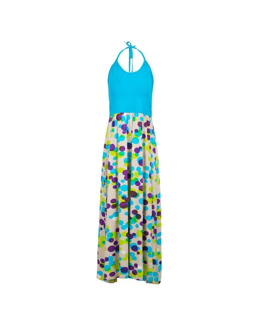 Conquista Blue Halter Neck Maxi Dress