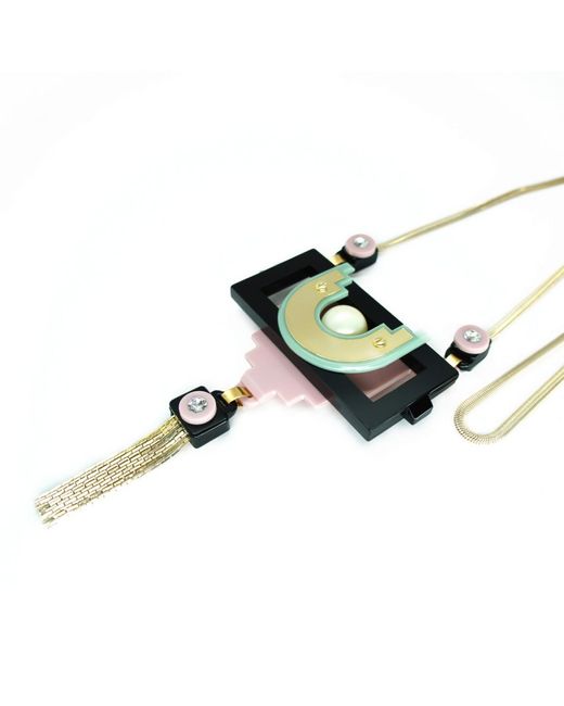 Gissa Bicalho Black Handmade Acrylic Necklace Maya Pr