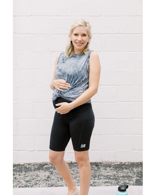 Duofit Maternity Activewear Blue Tempest Tie-Front Tank