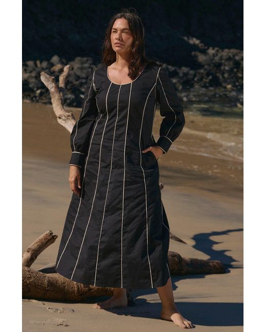 Adrift Clothing Black Eva Panelled Dress