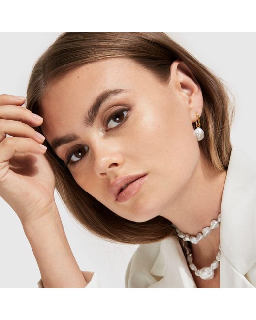 Ora Pearls Metallic Aetia Baroque Pearl Hoop Earrings