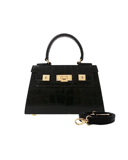 Lalage Beaumont Black Maya Mignon Orinoco Print Calf Leather Handbag