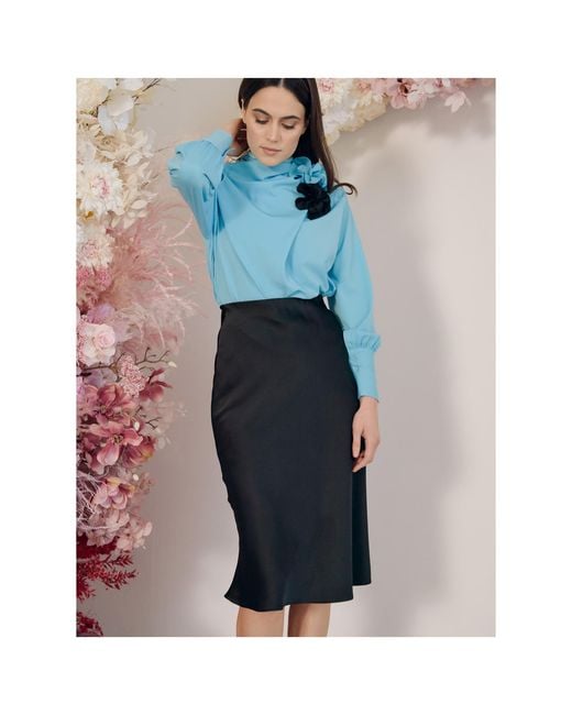 concept A trois Black Satin Skirt