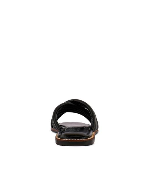 Rag & Co Black Eura Quilted Leather Flats By Rag & Co