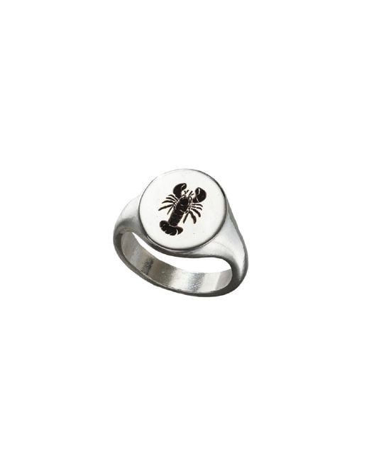 Posh Totty Designs White S Sterling Silver Lobster Signet Ring for men