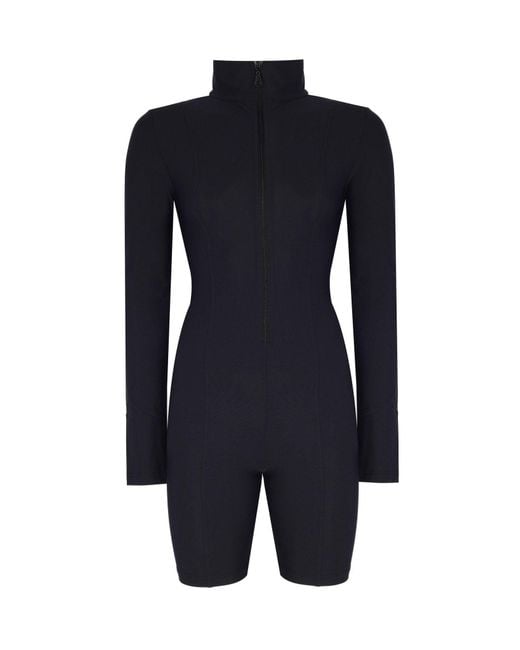 No'design Blue Zip-Up Short Jumpsuit