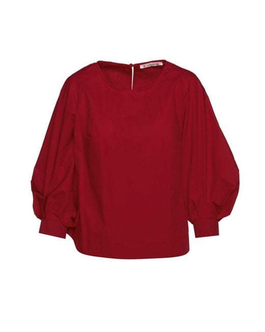 Conquista Red Burgundy Top With Bishop Sleeves