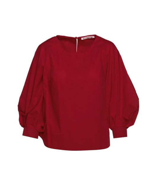 Conquista Red Burgundy Top With Bishop Sleeves