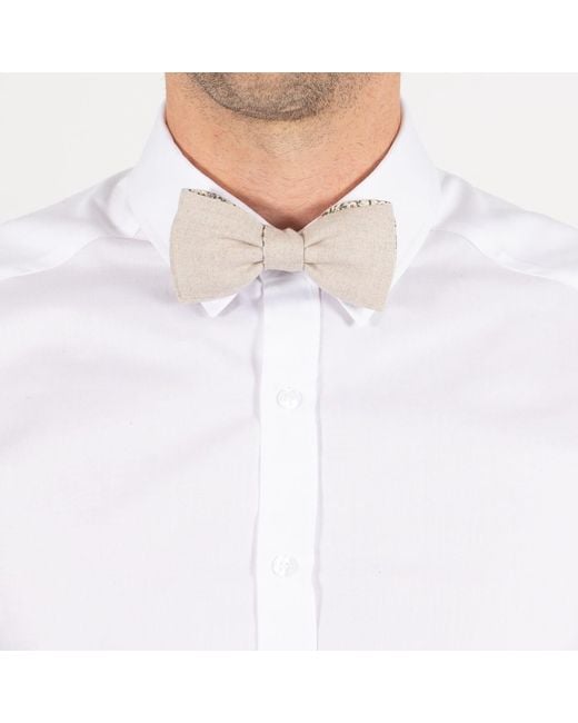 LE COLONEL Pink Neutrals Natural Textured Linen Vanilla Amber Liberty Katie & Millie Bow Tie for men