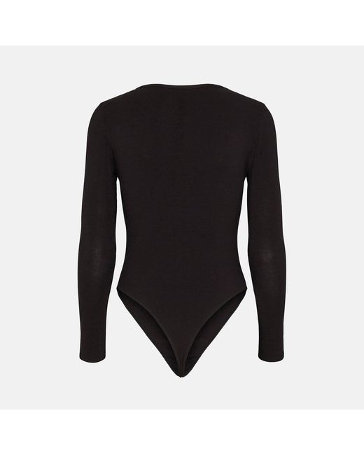 OW Collection Black Erla Basic Long Sleeve Bodysuit