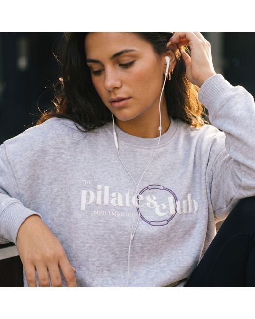 Mimhi Maison Gray Pilates Club Oversized Sweatshirt – Melange Crewneck