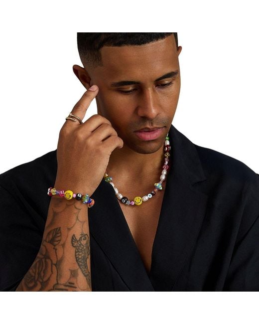 Nialaya Blue Happy Life Beaded Bracelet for men