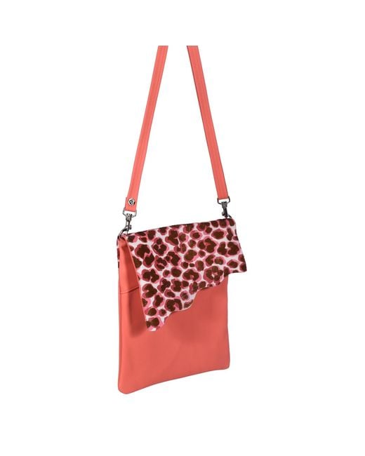 Owen Barry Red Cowhide Crossbody Bag Pansy Coral Stevie