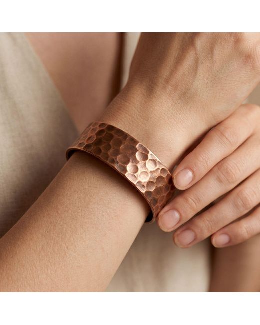 Anatoliacraft Brown Hammered Solid Copper Wide Cuff Bracelet
