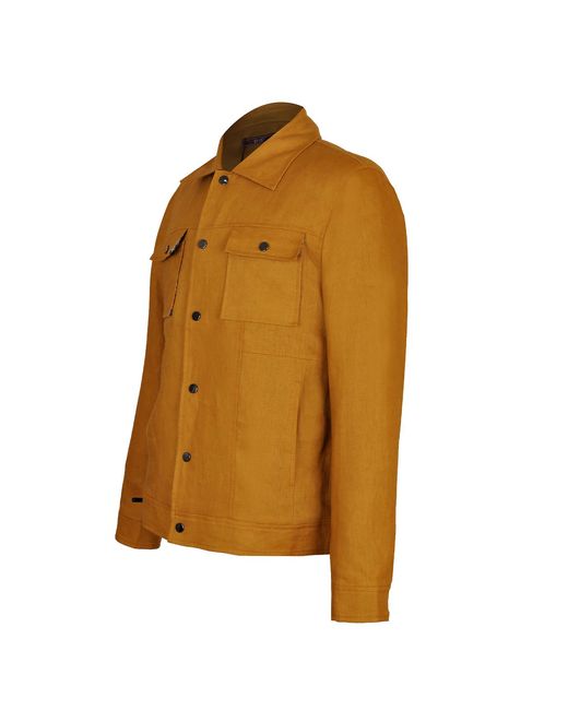 DAVID WEJ Brown Hugo Linen Trucker Jacket for men