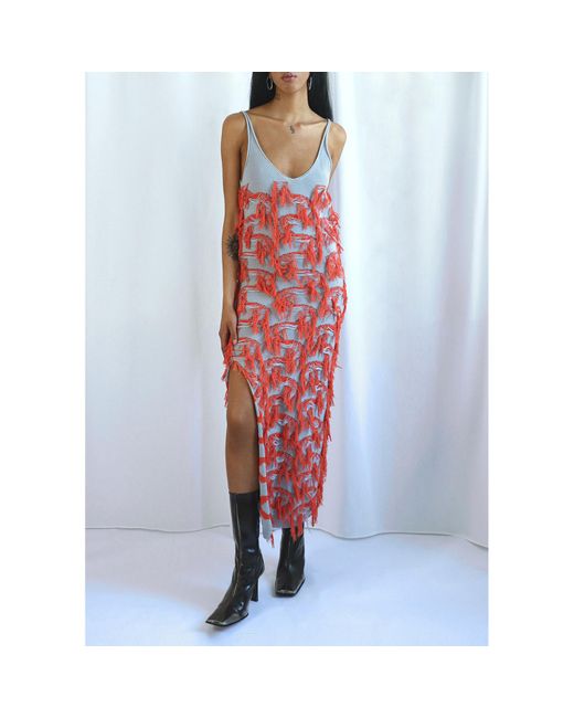 Ccy Currency Red Cotton Fringe Dress