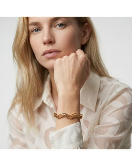 Uchi and Soto Metallic Nami Wave Lines Bangle
