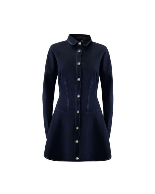 OW Collection Blue Ella Fitted Denim Mini Dress