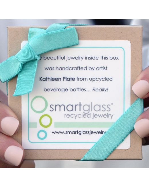 Smart Glass Jewelry Blue Recycled Gin Bottle Simple Ruffle Earrings Sterling