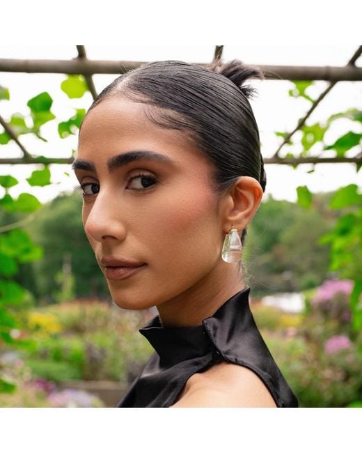 Gold & Honey Metallic Clear Chunky Bucket Lucite Hoop Earrings