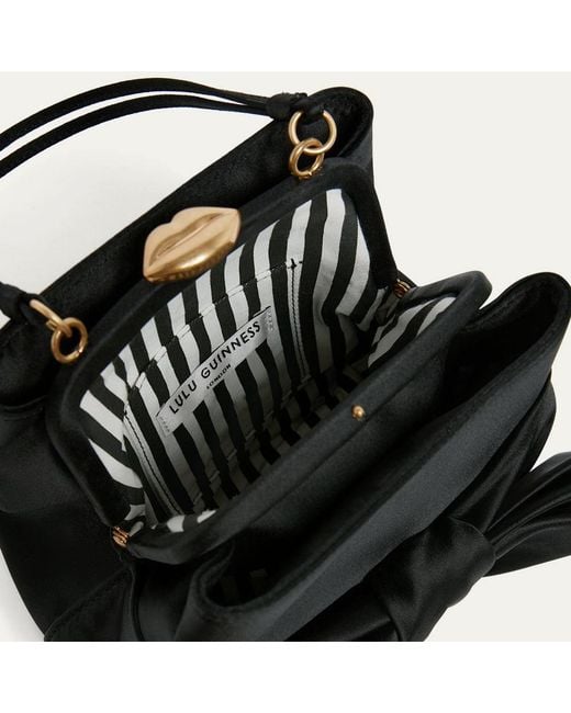 Lulu Guinness Black Satin Bow Ruby Handbag