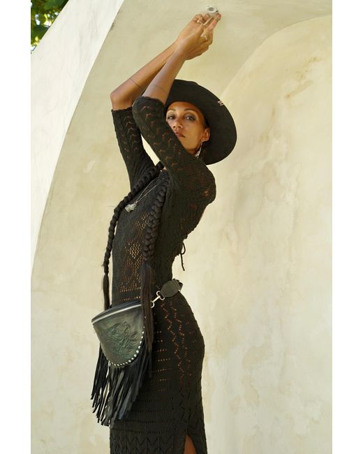 Jodi Lee Black Akaroa Rose Belt Bag
