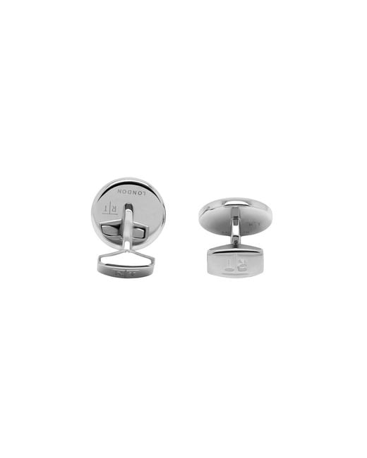 Tateossian White Rotondo Guilloche Semi-Precious Cufflinks With Mother Of Pearl for men