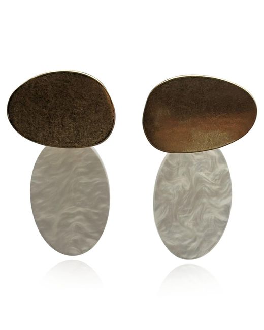 Michael Nash Jewelry Green Chiara Worn And Mother Of Pearl Pierced Resin Drop Earrings