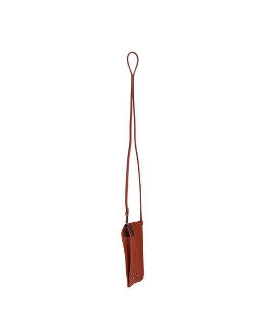 Owen Barry Red Leather Phone Crossbody Bag Burnt Toni