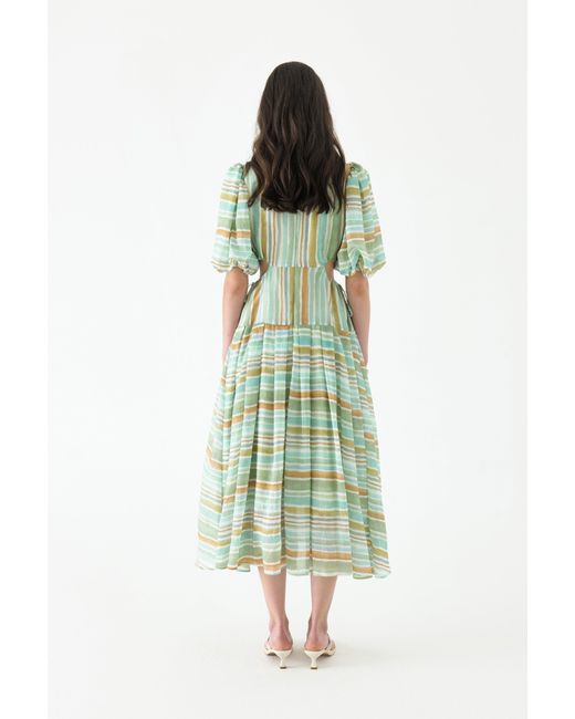 We Are Kindred Green 【Last Chance】Kamil Puff Sleeve Midi Dress