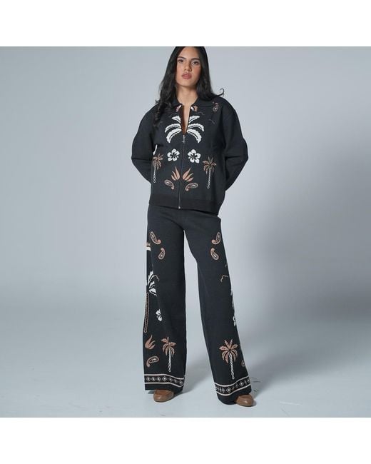 LOVEIST STORE Black The Sidi Knit Wide Leg Trousers