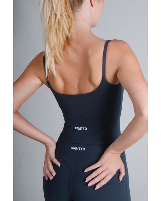 Cmmttd Blue Soft Form Strappy Mid Tank