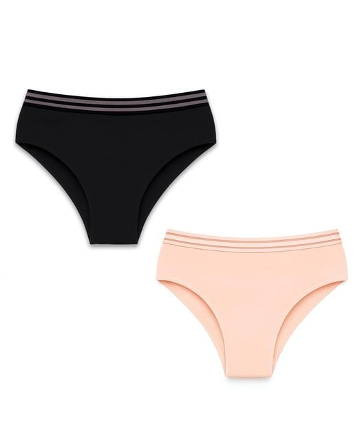 Zelf Intimates Black Seamless Panties Set – & Soft Peach
